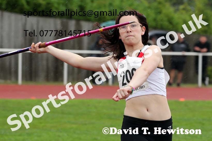 Women and Girls javelin, 2021 North Eastern Track and Field Champs., Middesbrough. Photo: David T. Hewitson/Sports for All Pics